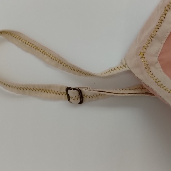Anthropologie Feather Bone dress adj strap pink gold size medium silk blend med - Picture 8 of 11